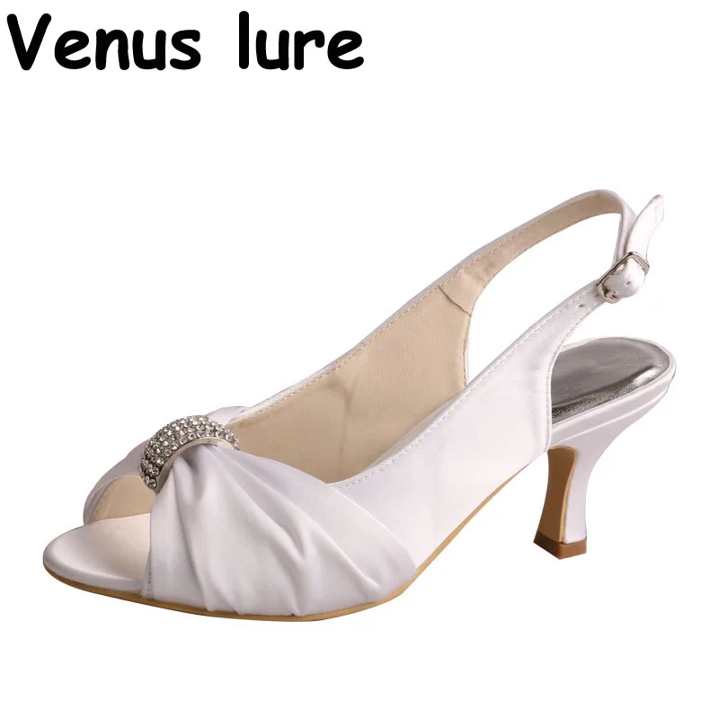 23 Colors Slingback White Dressy Shoes for Women Sandals Mid Heel Bridal Shoes