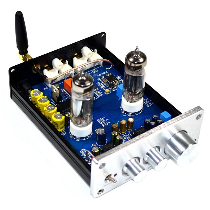 HOT-Buffer HiFi 6J5 Bluetooth 4.2 Tube Preamp Amplifier Stereo Preamplifier with Treble Bass Tone Ajustment(Silver)