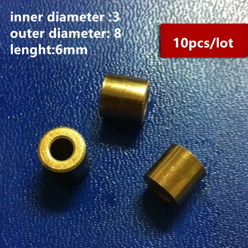 10pcs/lot Copper Base Bearing Inner Diameter 3mm Outer Dianmeter 8mm Lenght 6mm Precision Oil Bearing Copper Sleeve gear