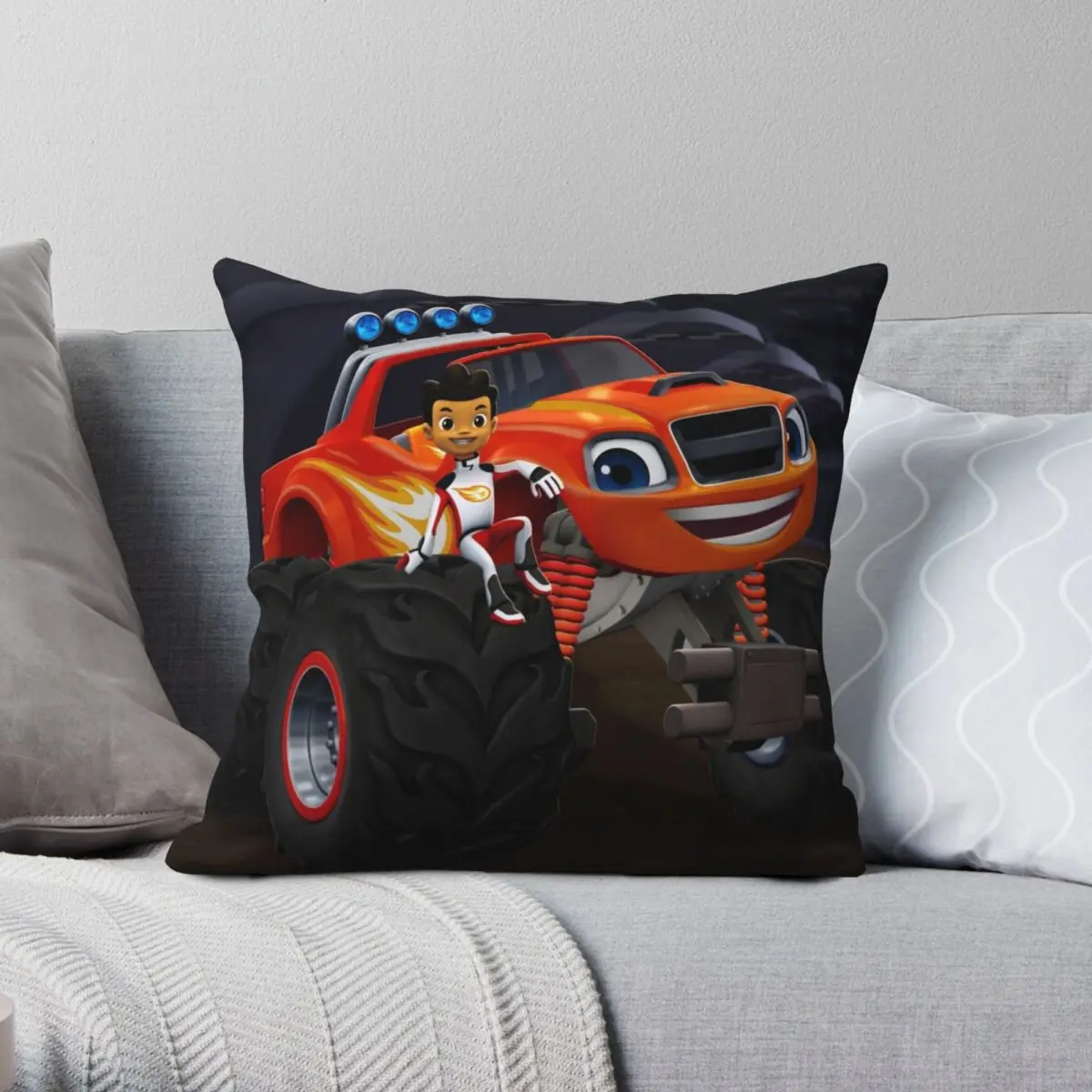 Blaze And The Monster Machines Square Pillowcase Polyester Linen Velvet Printed Zip Decor Throw Pillow Case Room Cushion Cover