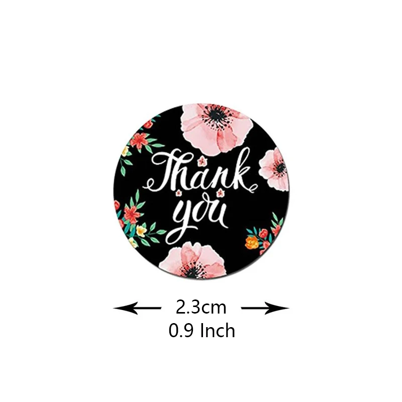 500 Sheets/Roll Round Labels Thank You Packaging Sticker for Candy Bag Gift Box Packing Bag Christmas Party Wedding Decor