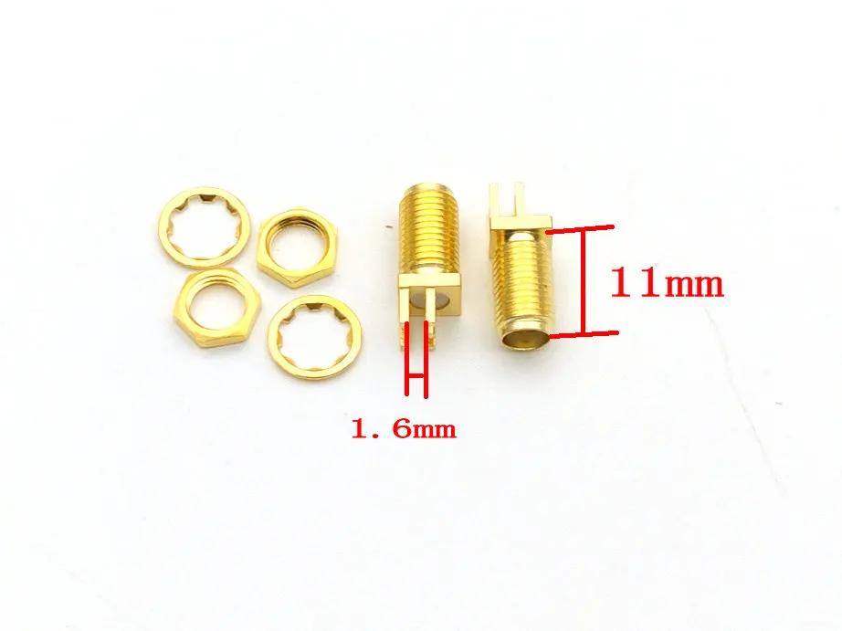 11mm SMA female nut bulkhead solder deck PCB clip edge mount RFconnectors