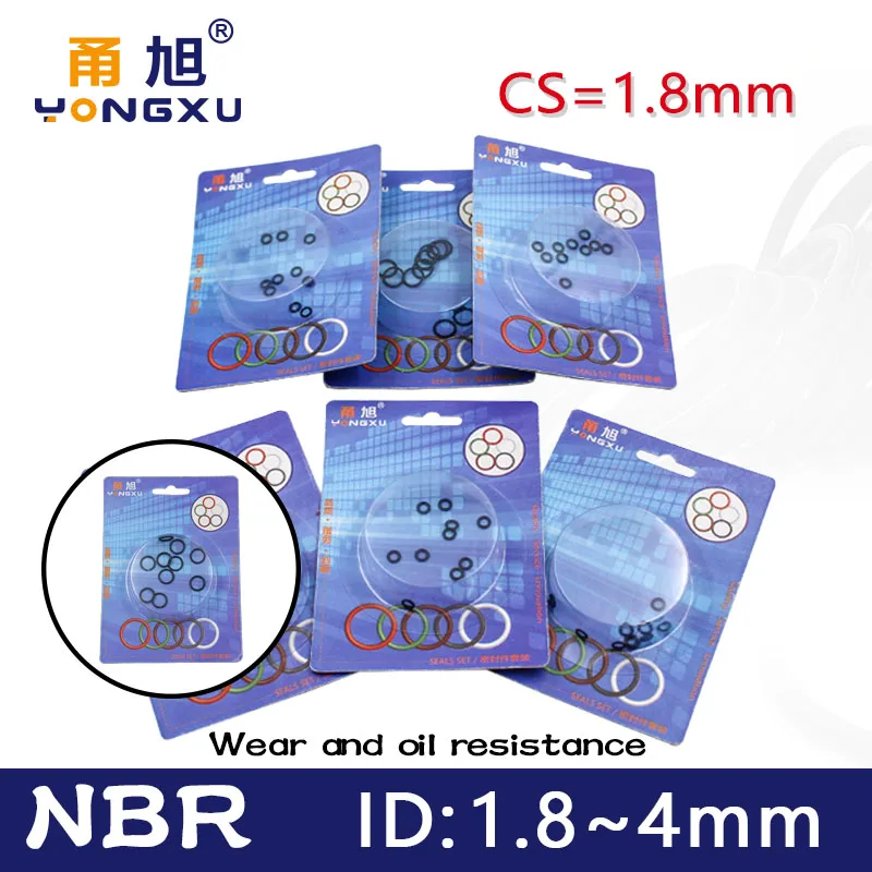 

Boxed nitrile rubber NBR seal O-ring thickness CS 1.8mm ID 1.8/2/2.24/2.5/2.8/3.15/3.55/3.75/4mm Gasket oring oil resistance