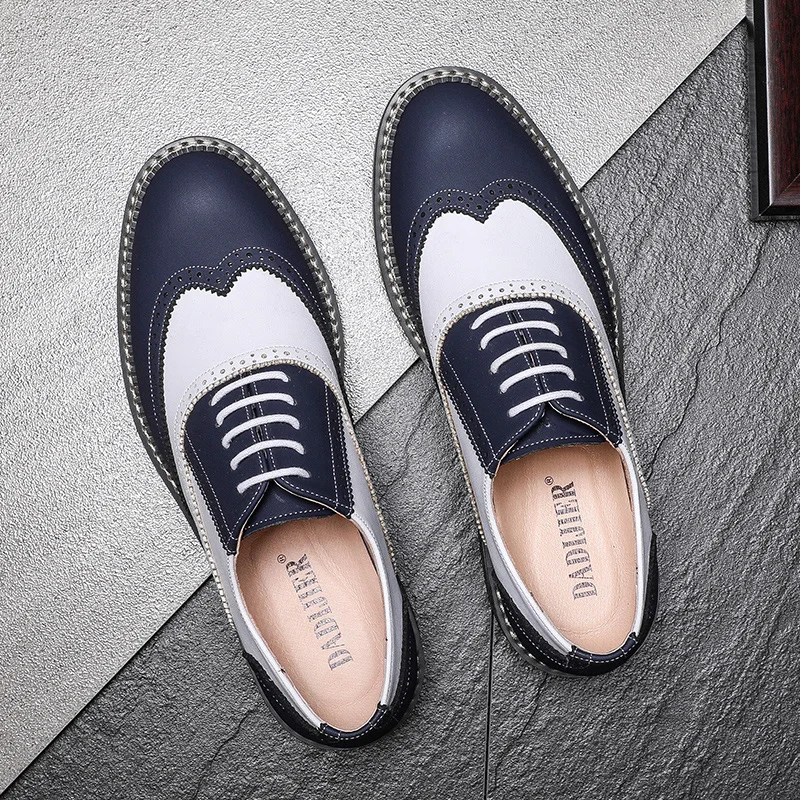 2021 New Autumn Fashion Trend Casual Men Shoes British Formal Dress Real Leather Shoes Wedding Business Brogue Loafers Oxfords