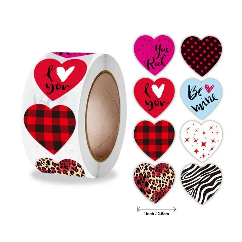 500 Stuks Rood Hart Label Seal Sticker Scrapbooking Gift Verpakking Valentijnsdag Sticker