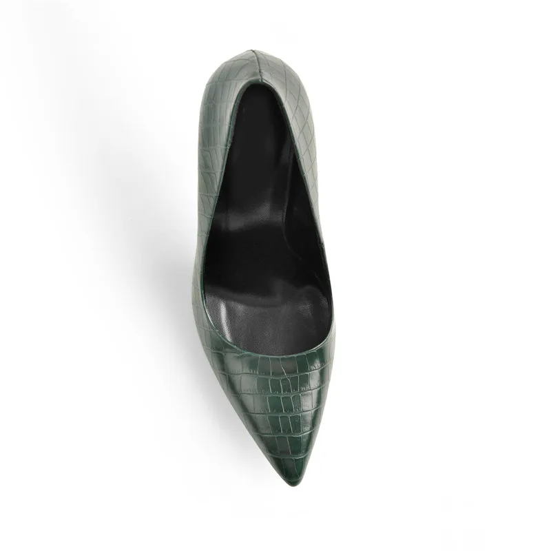 Onlymaker Women\'s Pointed Toe Darksea green Slip On Thin Heel s Stone Patent Leather  Stiletto Pumps
