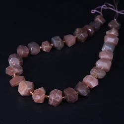 24pcs/strand,Natural Sunstones Faceted Nugget Beads,Cut Rough Orange Quartz Stone DIY Slabs Pendant Necklace Bracelet Making