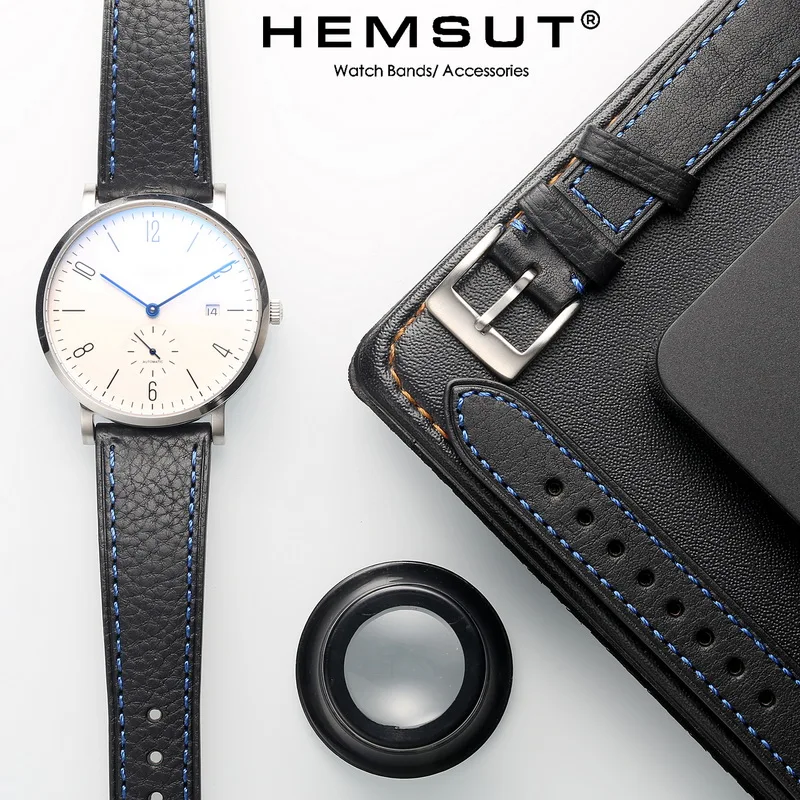 HEMSUT Italy Genuine Cow Leather Watch Band For Man Vintage Soft Wrap Handmade Leather Watch Straps Quick Release  22mm18mm20mm