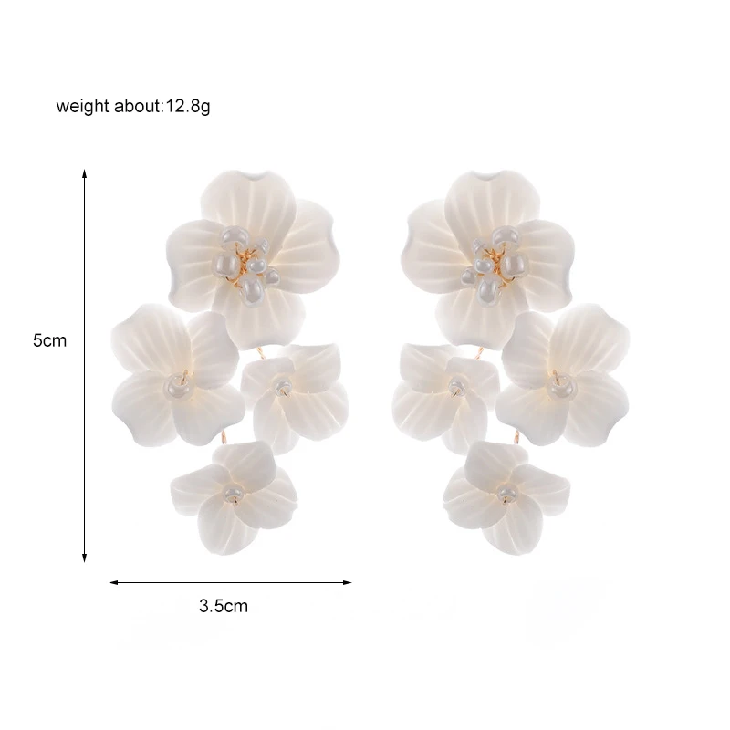 Handmade White Ceramic Flower Superior Quality Bride Earrings Wedding Pendant Earrings Bride Fashion Women Pendant Jewelry