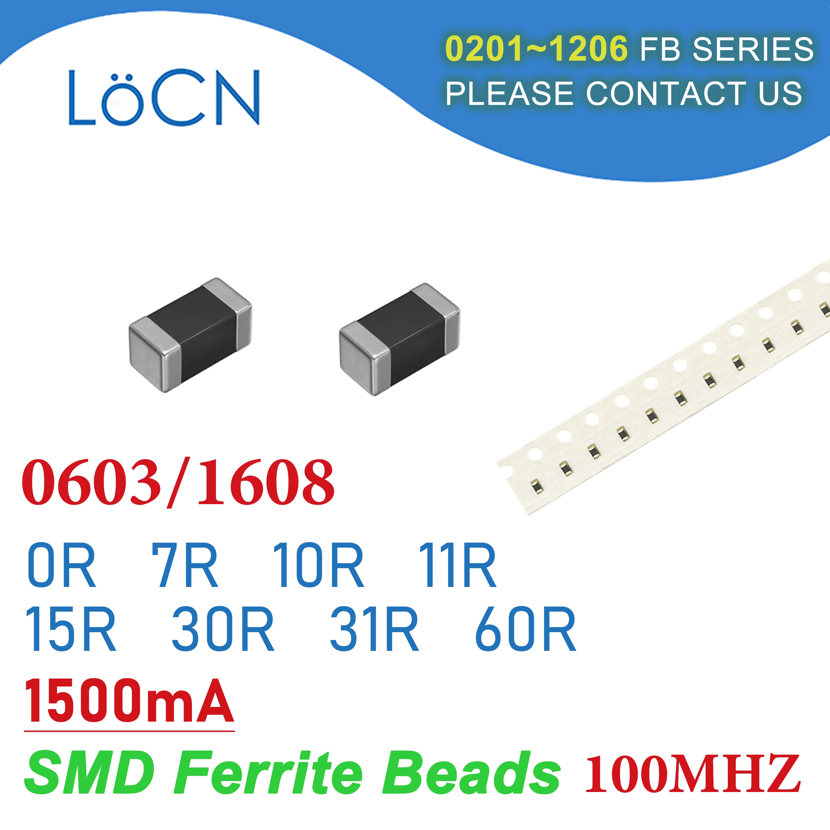 4000PCS 0603/1608 100MHZ 1,5 A SMD Ferrit Perlen 0R 7R 10R 11R 15R 30R 31R 60R Chip Inductor multilayer 25% 1500mA Hohe Qualität