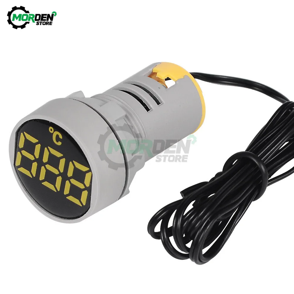 22mm Mini LED termometro digitale 20-119 Celsius 50-380V AC rotondo piccolo Display indicatore pilota misuratore di temperatura della luce Dropship