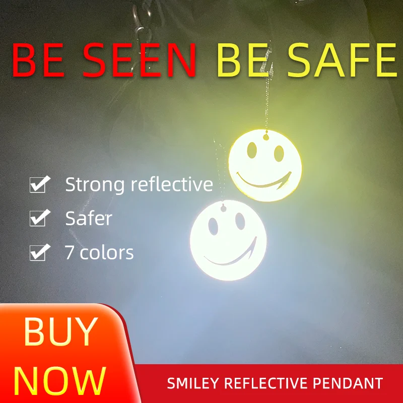 10Pcs น่ารัก Smile Face BIG ความปลอดภัย6.5ซม.สะท้อนแสงสะท้อนแสงพวงกุญแจกระเป๋าจี้ Keyrings สำหรับกระเป๋าเป้สะพายหลังเสื้อแจ็คเก็ตรถเข็นเด็ก