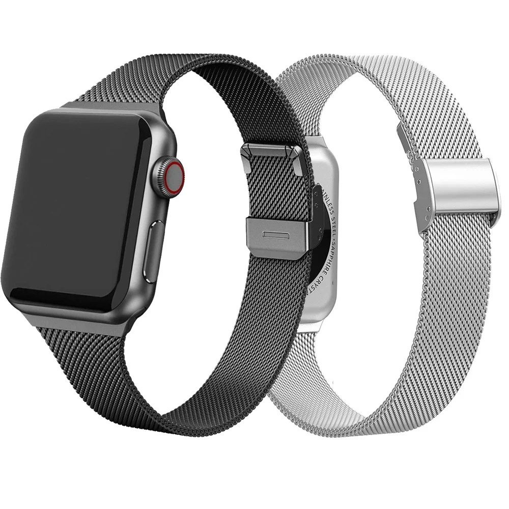 

For Apple Watch Milanes Metal Strap Band 44mm 40mm 42mm 38mm Slim Stainless Steel Bracelet For iWatch Series 4 5 6 SE Watchband