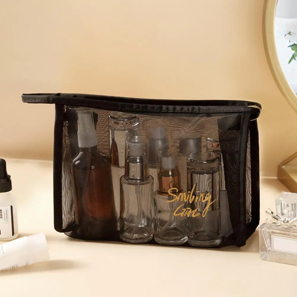 Storage Pouch Large Capacity Wear Resistant Polyester Cosmetic Organizer Mesh Bag for Home