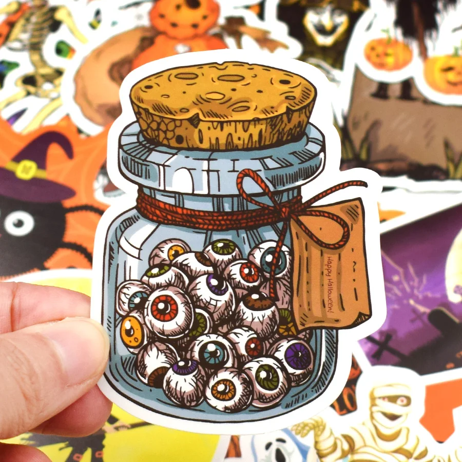 Pegatina de Halloween de 50 piezas para niños, calabaza, Castillo de medianoche, Rave, fiesta, Anime divertido, calcomanía, pegatinas, bricolaje, portátil, álbum de recortes, Coche