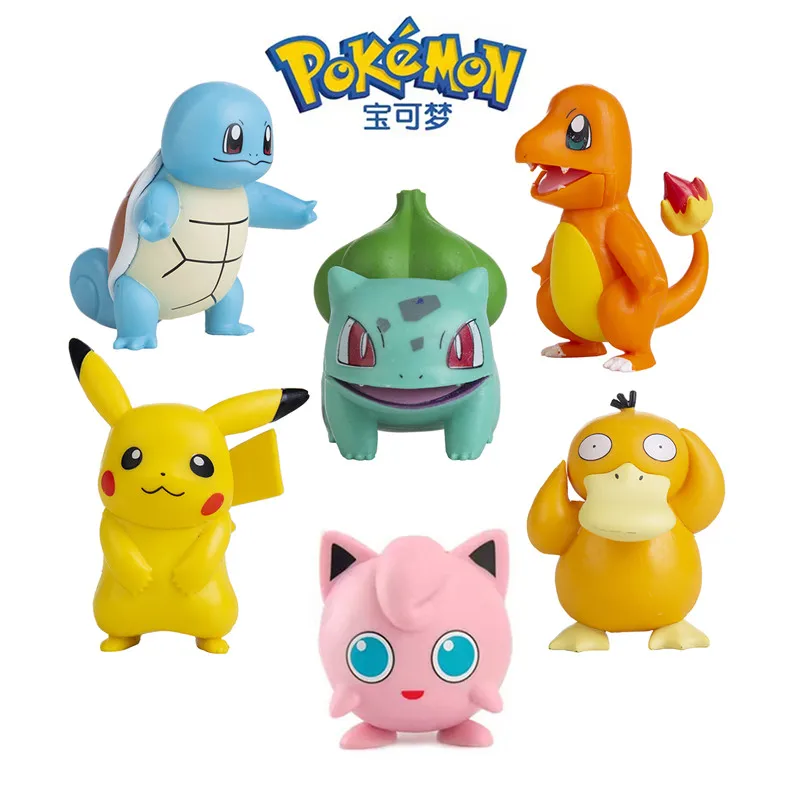 

6 Styles Pokemon Figures Cartoons Movie Anime Figure Pikachu Squirtle Jigglypuff Pocket Monster Action Toys Model Kids GIfts