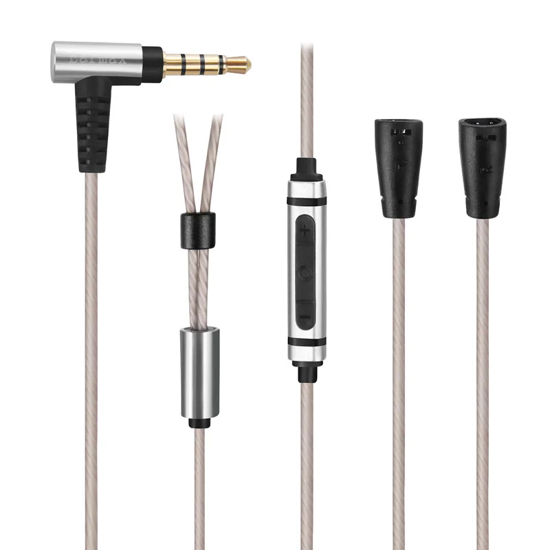 Audio Cable With Mic For Sennheise IE80 IE8 IE80s IE8i Headset Accessories 24K Au-plated Stereo Audio Jack 3.5mm Plug 1.2m Cable