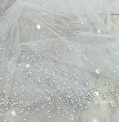 Romantic Two-Layer Church Wedding Veil with Pearls and Crystals Bridal Veils with Comb MM