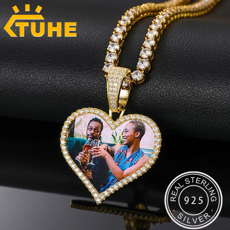 Custom Made Photo Heart Medallions Necklace & Pendant 925 Sterling Silver Jewelry For Men's Women Hip Hop Jewelry