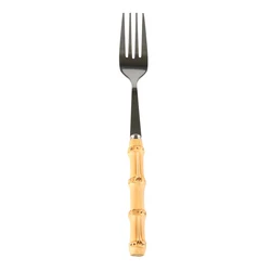 Dinnerware Tableware Cutlery Gold 304 Stainless Steel Natural Bamboo Root Handle Dessert Fork Tea Spoon Dinner Knife Set