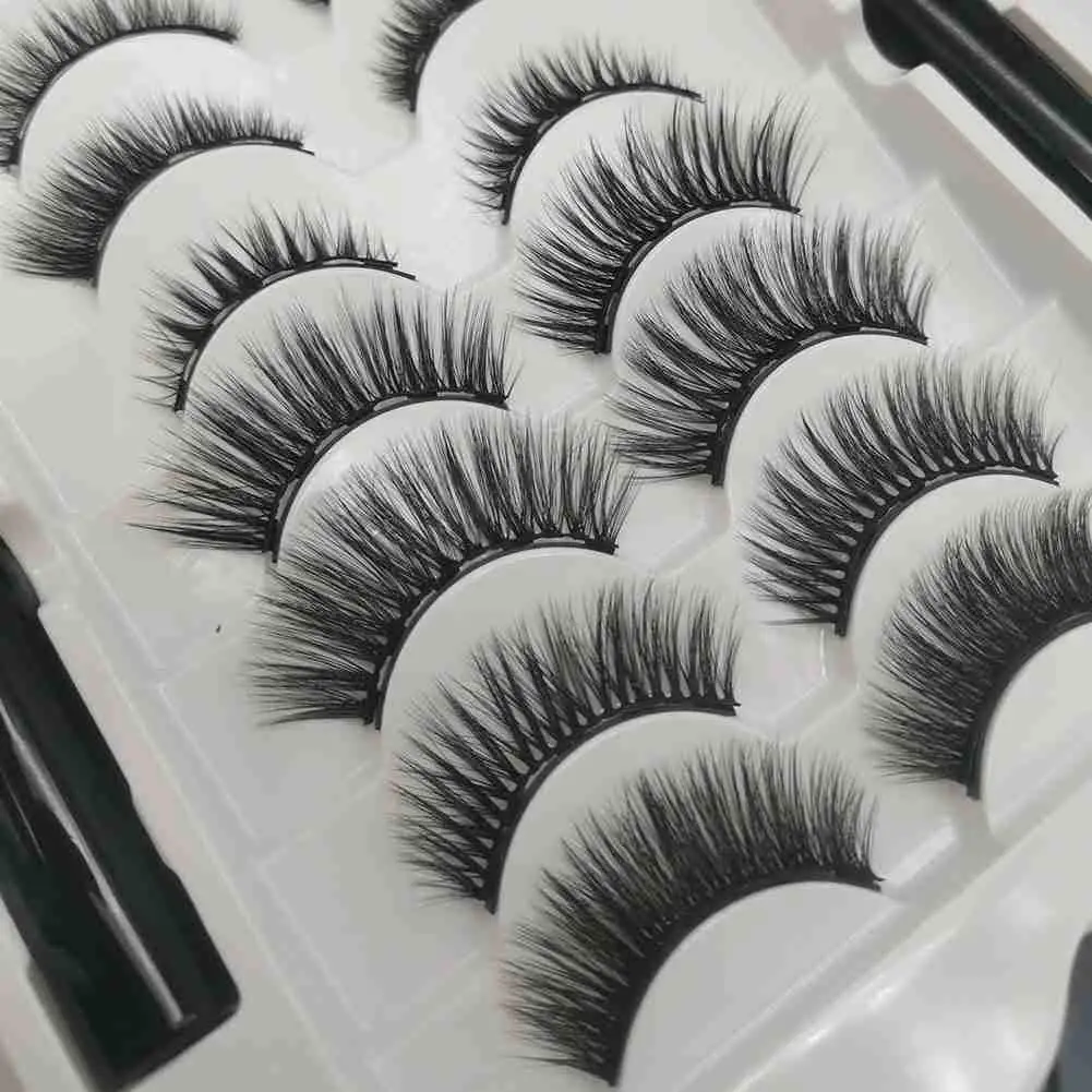 Seven Pairs Magnetic Eyelashes Set Full Strip Natural Make Cilia Thick Lashes Eye Up Volume Dramatic Synthetic Fal R0F4