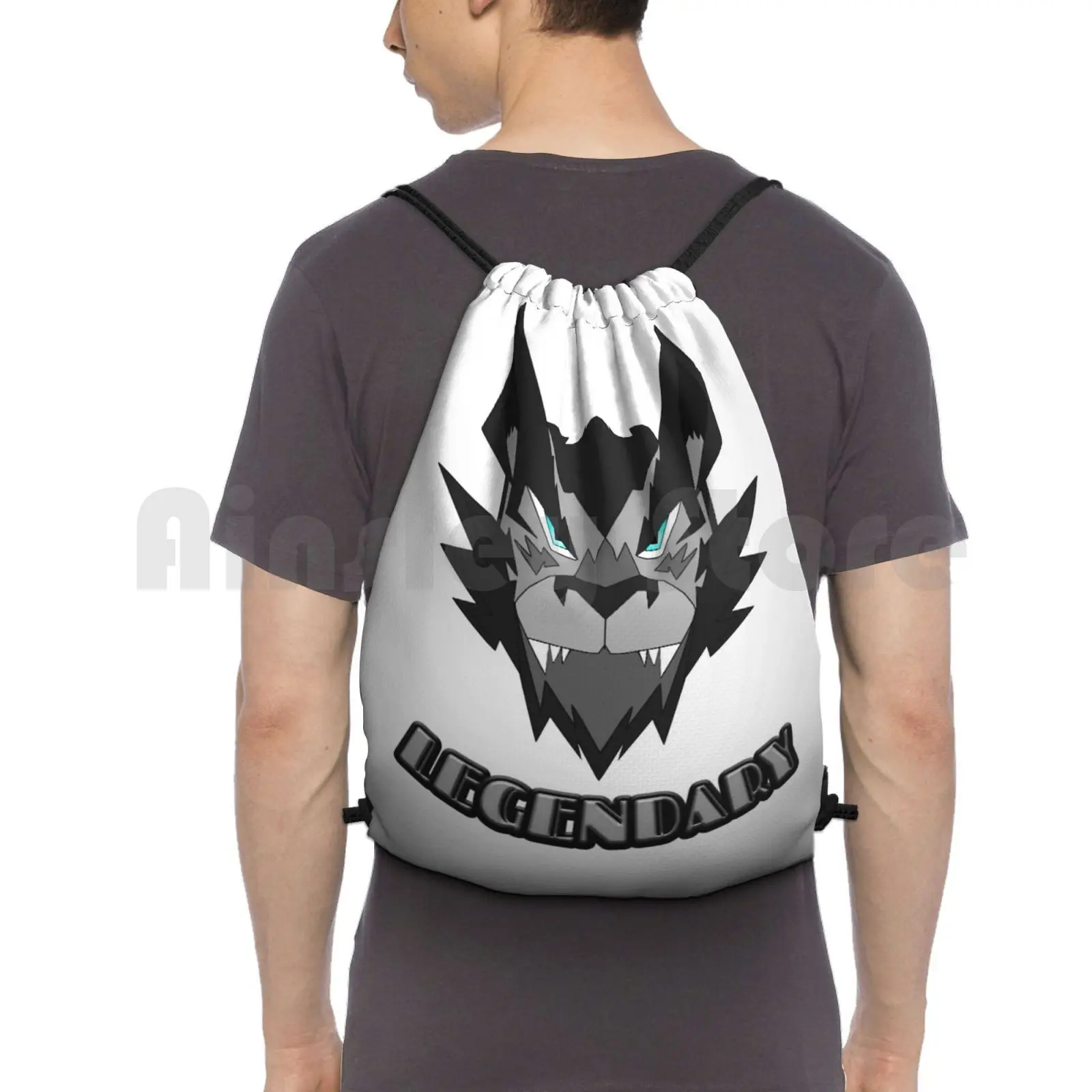 Legendary Backpack Drawstring Bag Riding Climbing Gym Bag Legendary Legend Super Hero Superhero Wolf Wolves