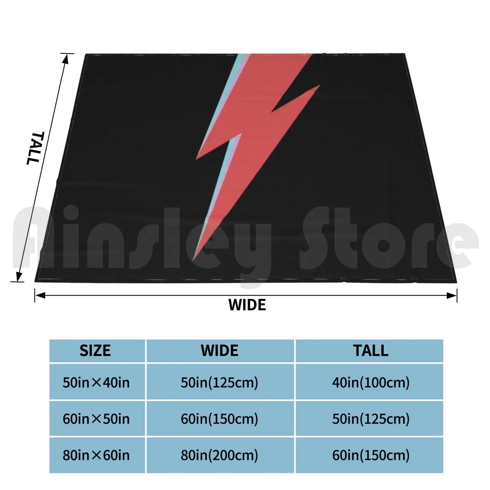 Blanket Bowie Bolt Hat Lightning Bolt Classic Red Blue Purple Thunder 3d Laptop Teen