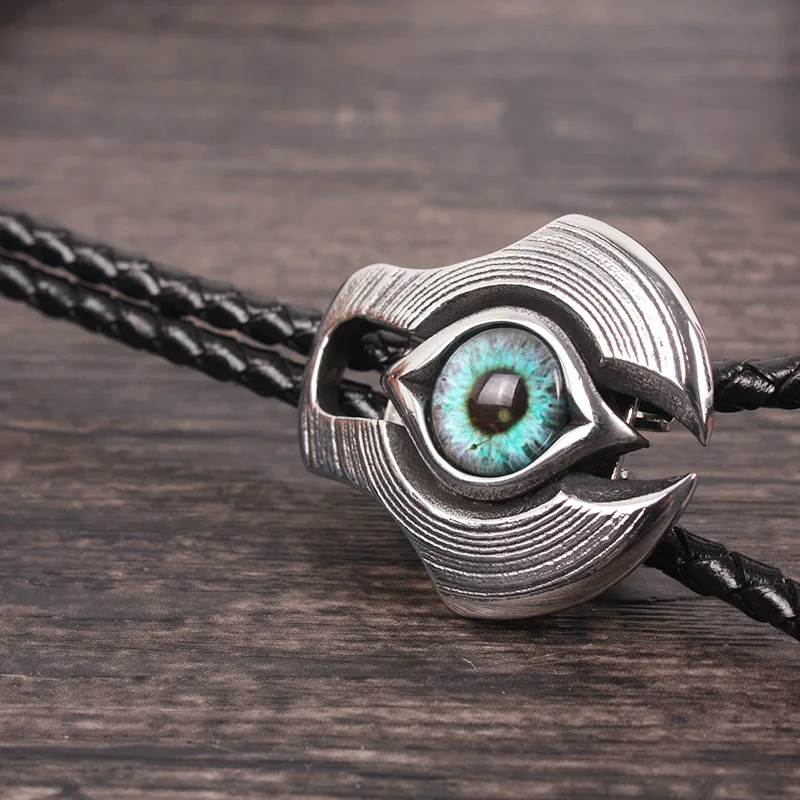 

Titanium steel devil's eye shirt bolo tie American western cowboy bolo tie personality men and women fashion collar rope