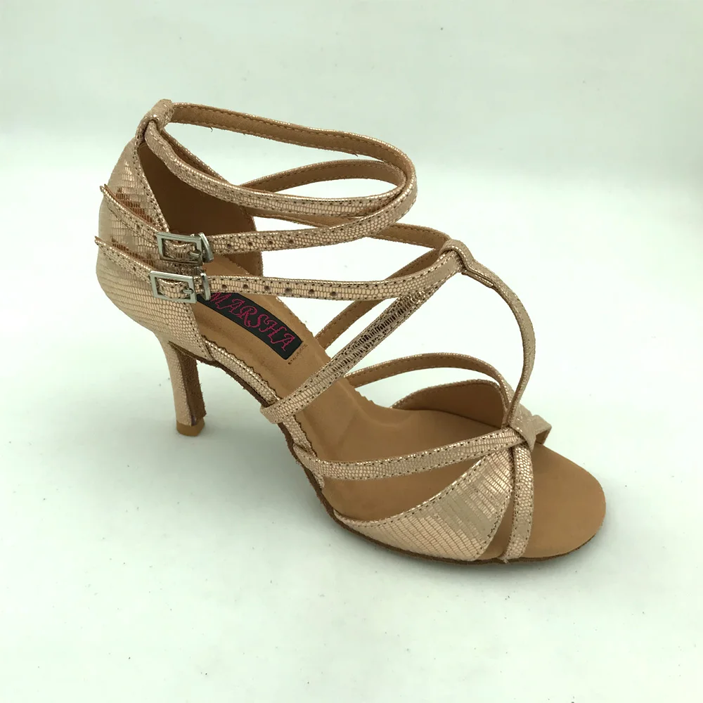 Zapatos de baile latino de tacón alto de 8,5 cm para mujer, calzado de Salsa, zapatos de prazage, cómodos, cuero genuino, MSL6232LGL