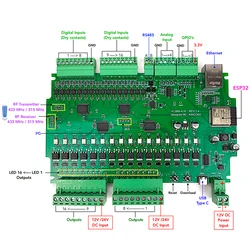 Kincony A16 ESP32 płytka rozwojowa MQTT TCP Web HTTP ESPhome asystent domowy Tasmota moduł DIY Wifi przekaźnik przełącznik Arduino IDE