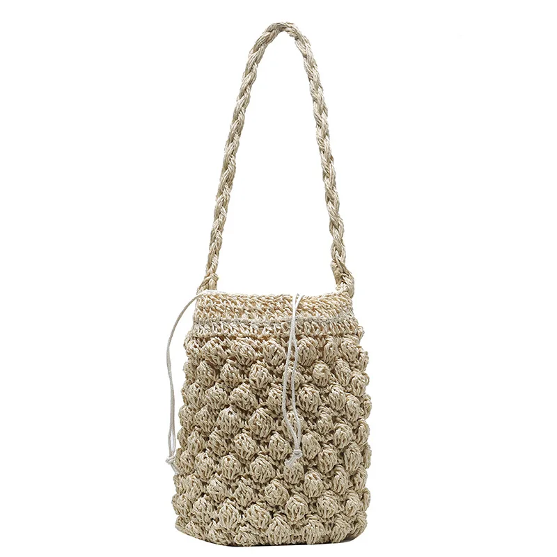 Yogodlns Sommer Stroh Umhängetasche Frauen Große Kapazität Rattan Eimer Tasche Handarbeit Gewebt Strand Tasche Mode Urlaub Handtasche Tote – Detail 36