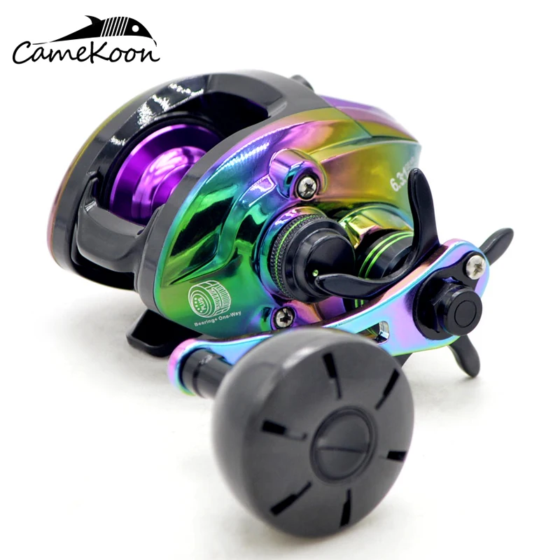 

CAMEKOON красочная рыболовная катушка для приманки, 8 кг, приманка для карпа, колесо 6,3:1, магнитная тормозная система, низкопрофильная катушка для морской воды