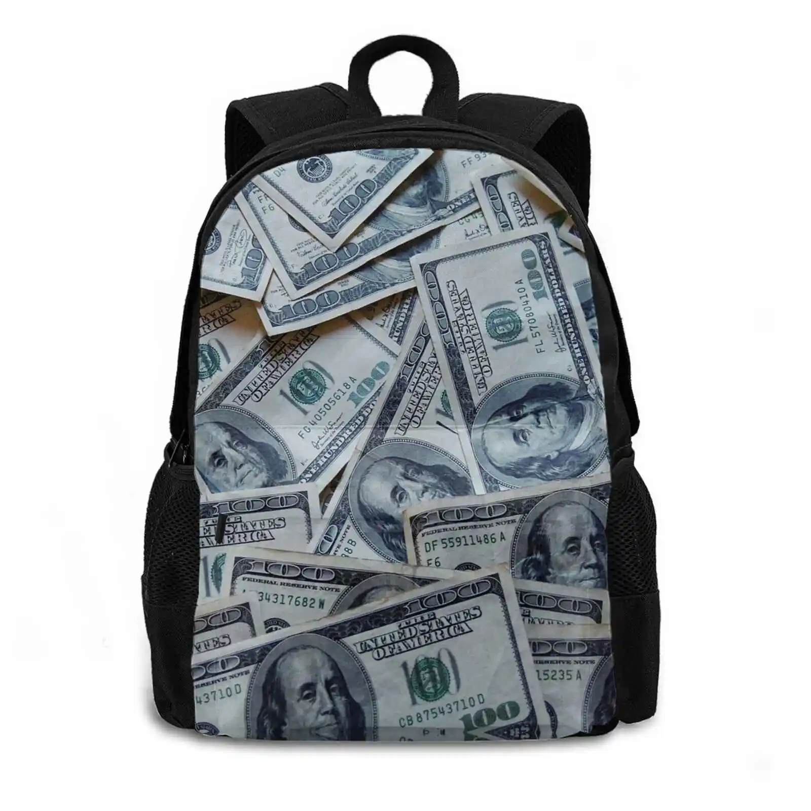 Cash Money Travel Laptop Bagpack School Bags Money Money Paper Scrilla Gwap Chips Loot Green Cheddar Mulla Bread M O B Beans