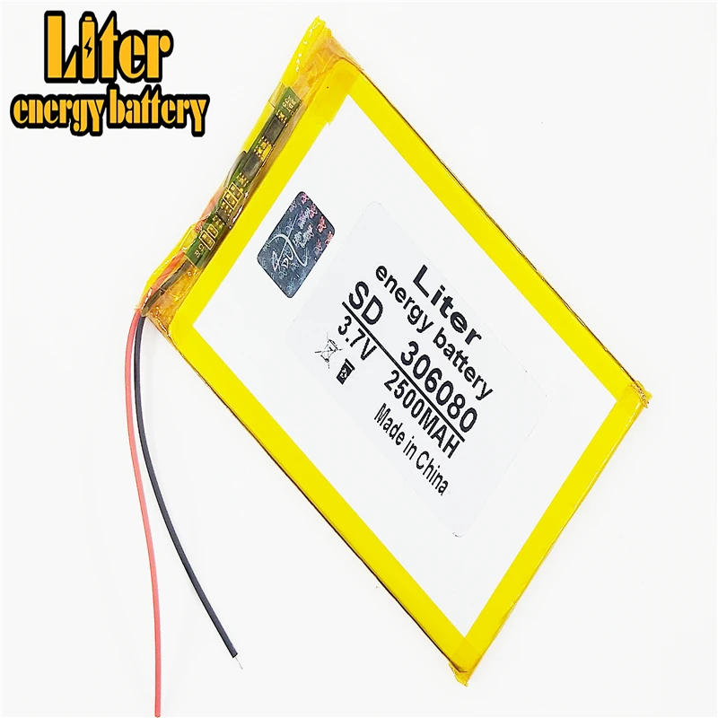 li-po 3.7V 2500mAh,[306080] PLIB; polymer lithium ion / Li-ion battery for SMART WATCH,GPS,mp3,mp4,cell phone,DVD,SPEAKER