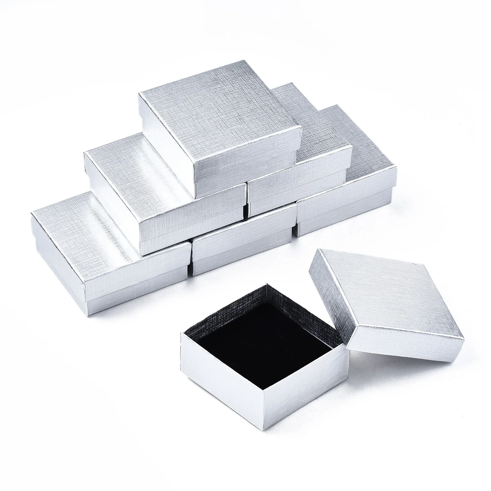 12Pcs Cardboard Jewelry Boxes Ring Earring Necklace Gift Box Jewelry Display Packaging Organizer Storage Container 7.4x7.4x3.2cm