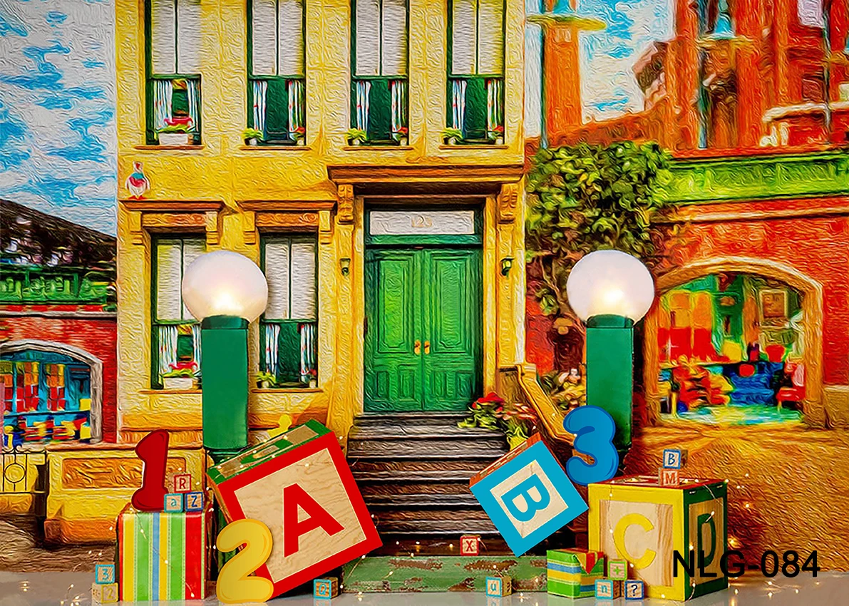 Cartoon Cake Smash Newborn Birthday Backdrop Child Portrait Photo  1st Boy or Girl Birthday Photography Poster Photo Stuio Props