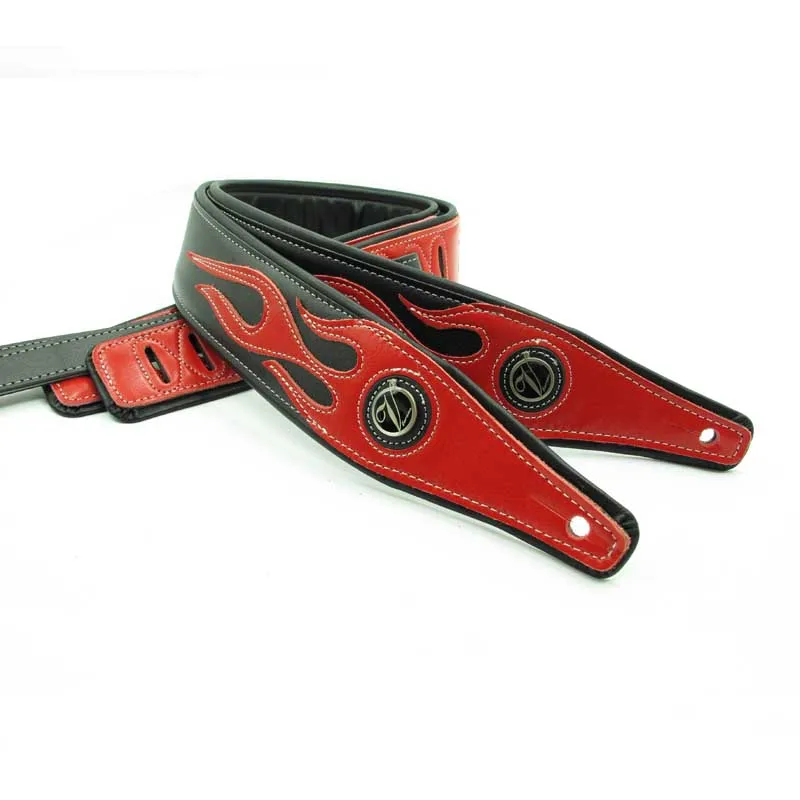 Vorson Gitarrengurte, Bassgurte, Persönlichkeit, PU-Leder, Red Flame Series Gitarrengurt-Zubehör – Detail 2