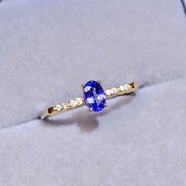 CoLife Jewelry Tanzanite Wedding Ring 4mm*6mm Natural Tanzanite Ring for Engagement 925 Silver Tanzanite Jewelry