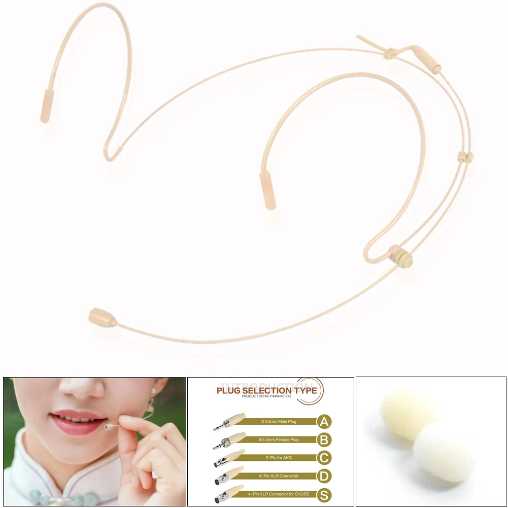 

Adjustable Headset Omnidirectional Condenser Microphone For Children Student 4 Pin 3 Pin XLR 3.5mm Lockable Headworn Mic Mike