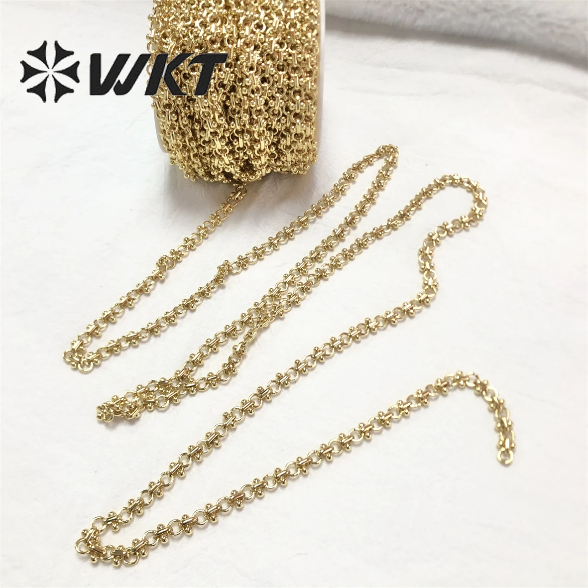 WT-BC180 WKT 10 Meters/ Lot Brass With Gold Plated Necklace Brass Chains Bulk For DIY Jewelry Findings Making Materials