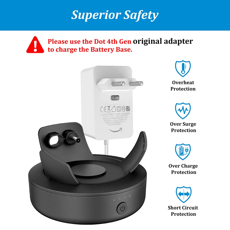 قاعدة بطارية محمولة PlusAcc بقدرة 10000 مللي أمبير في الساعة لمحطة إرساء Alexa Echo Dot 4th و5th Gen لحامل شاحن مكبر الصوت الذكي Alexa