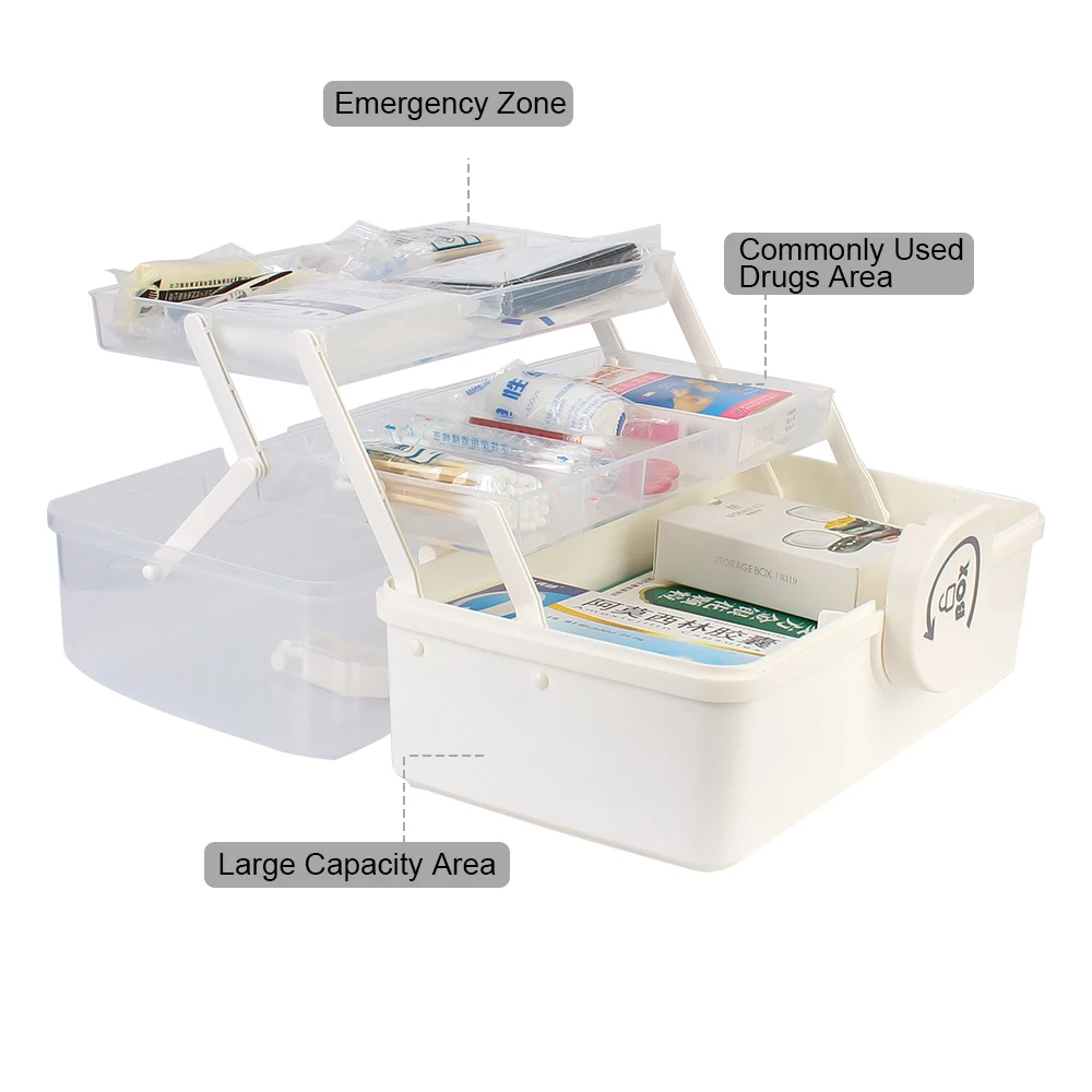 Drawer Sundries Organizer First Aid Kit Large Capacity Folding Medicine Chest Storage Plastic Tier Medicine Boxes Storage Box