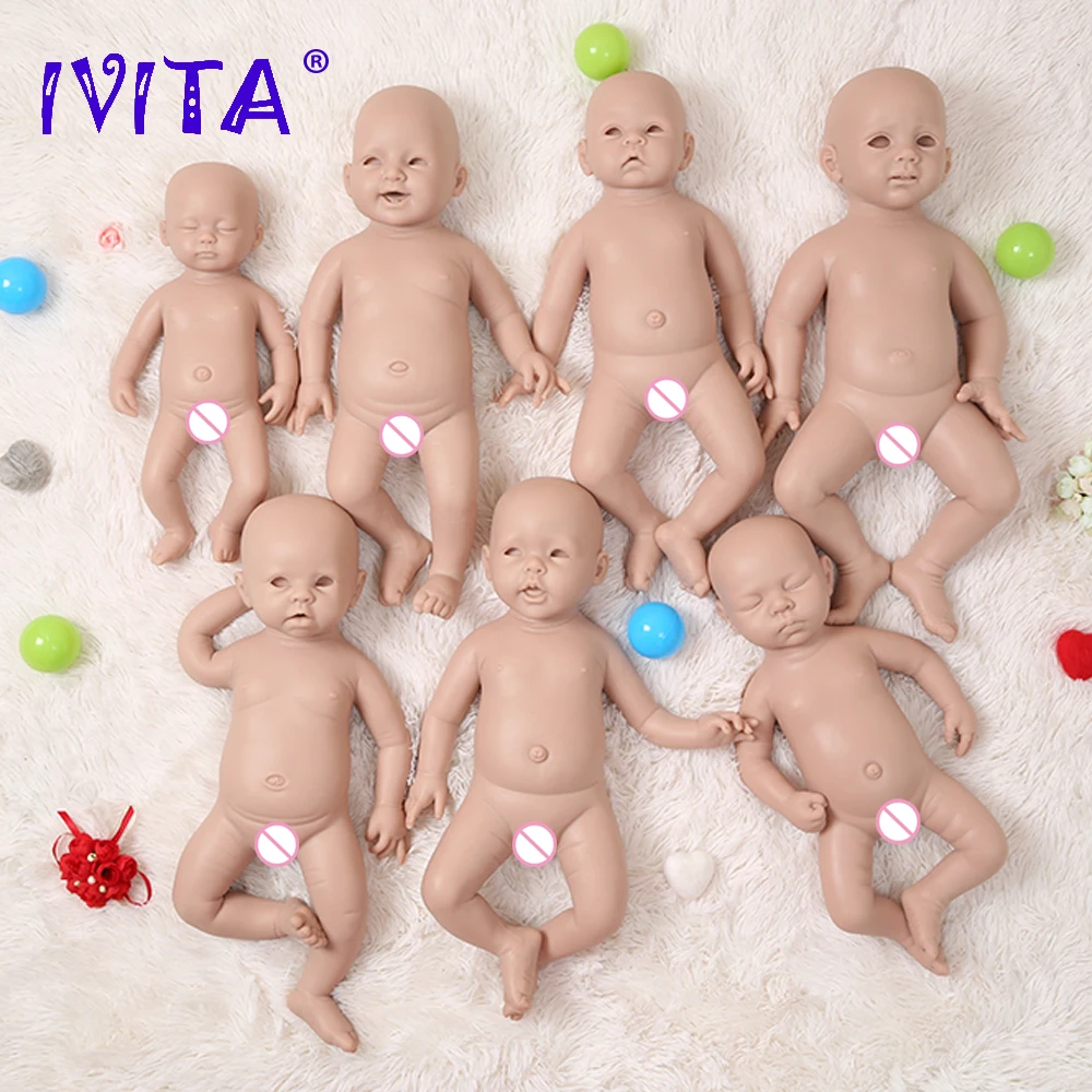 

IVITA Silicone Reborn Baby Doll 3 Colors Eyes Choices Lifelike Newborn Baby Unpainted Unfinished Soft Dolls DIY Blank Toys Kit