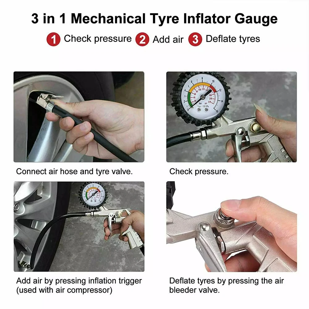 Digital 0-220PSI Air Tyre Inflation gun For Car Van Tire Tool Ttyre pressure gague Gun Pressure Guage Tester Air Compressor