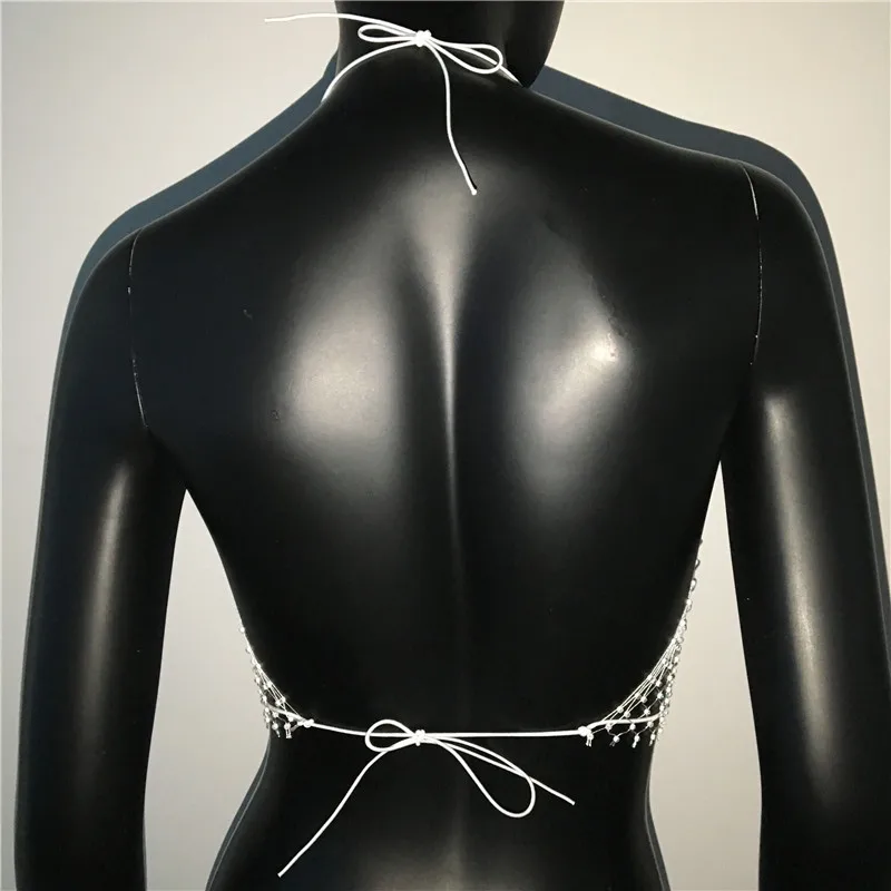 Summer New O Neck Solid Sleeveless Tank Tops Bling Rhinestone Crystal Fishnet Grid Sexy See Through Adjustable Bandage Crop Top