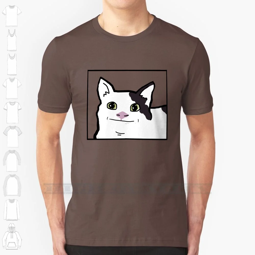 Polite Cat 100% Cotton T Shirt Polite Cat Cats Ollie Meme Smiling Cat Tee Short Sleeve Long Sleeve Gift