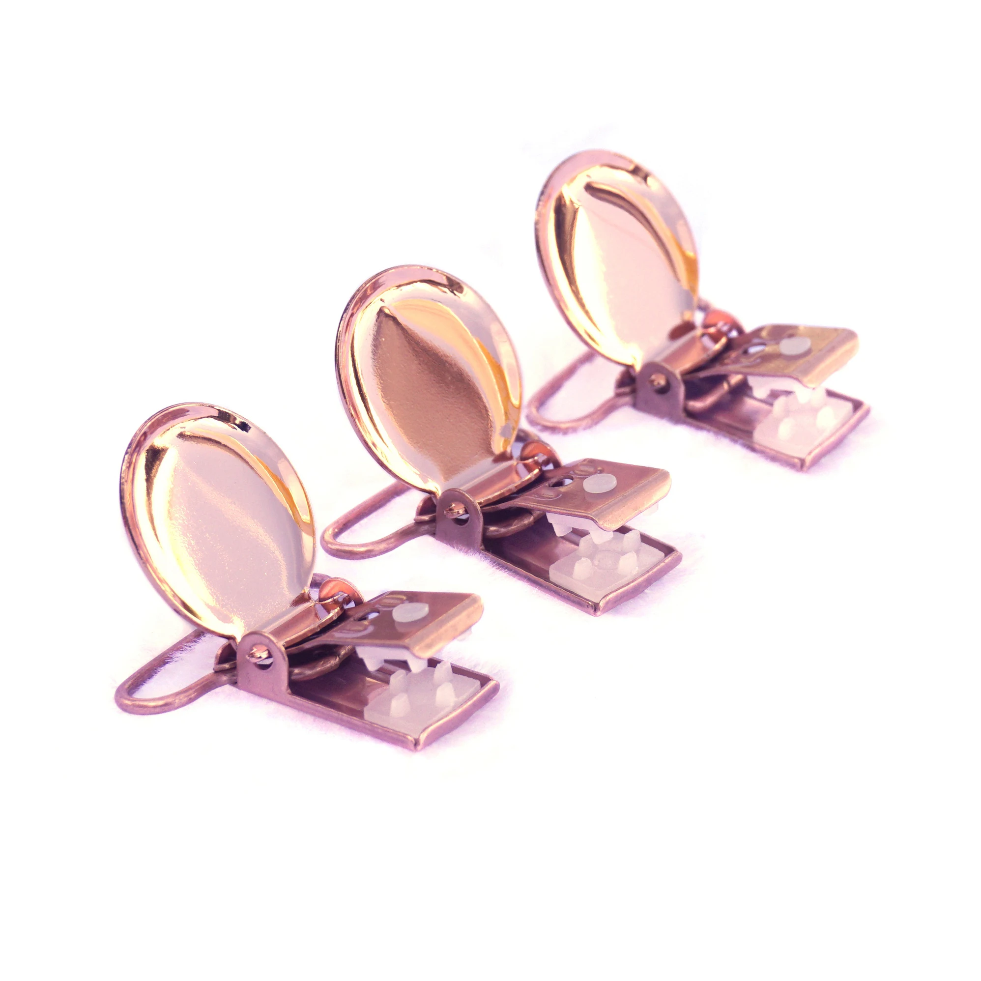 10Pcs Rose Gold Runde Form Schnuller Hosenträger Clips Baby Schnuller Halter Infant Dummy Clip Mit Kunststoff Einsatz für 25mm Band – Detail 5