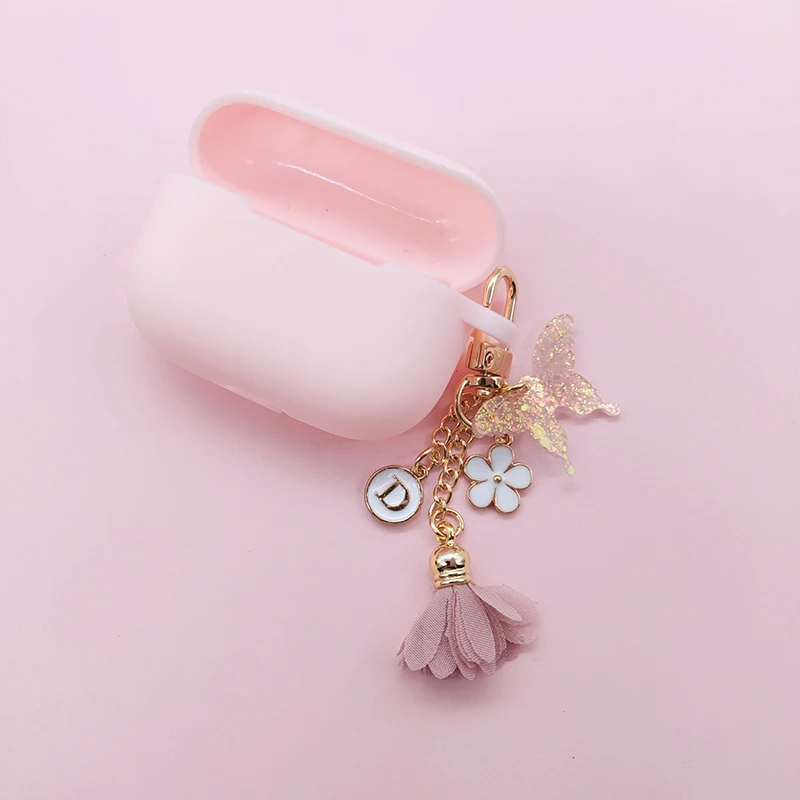 Airpods pro 3用シリコンケース,イヤホン用のキュートで光沢のあるケース,花と蝶のデザイン,夢のような紫色