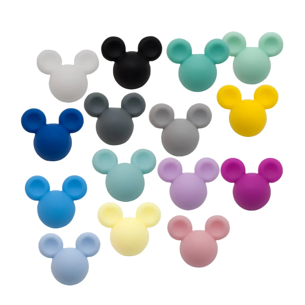 

10pcs Baby Mouse Teething Beads Food Grade Chew Teether For Necklaces DIY Nursing Pacifier Chain Toys Baby goods