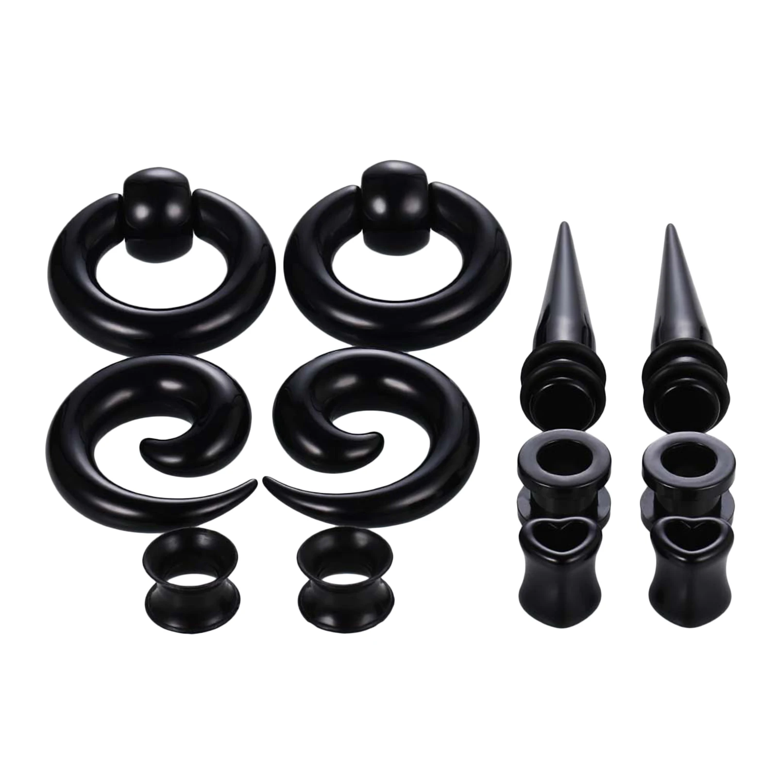 12 Pieces Ear Stretching Kit Set 6mm/8mm/10mm Tapers and Plugs Tunnels Body